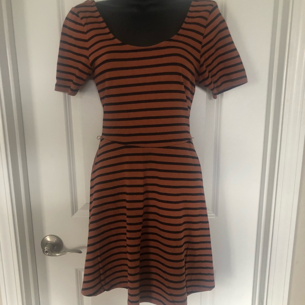 Forever 21 Brown and Black Striped Dress